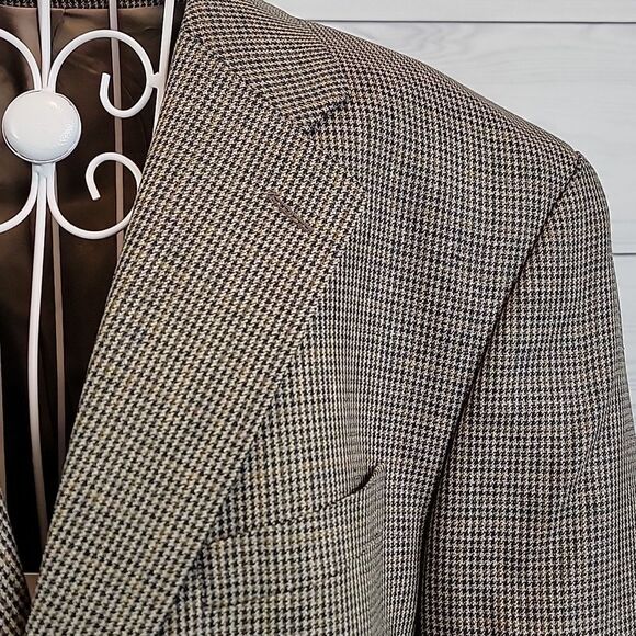Chaps Ralph Lauren Nailhead Tweed Silk And Wool Blazer Mens Size 44T - Picture 4 of 14
